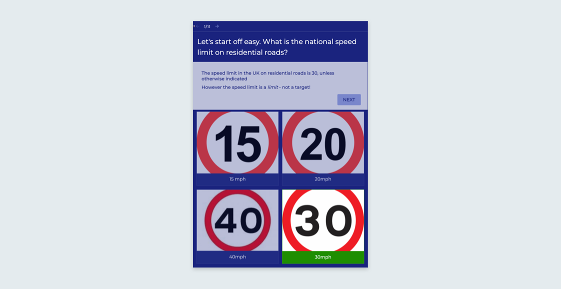 National Speed Limit Quiz